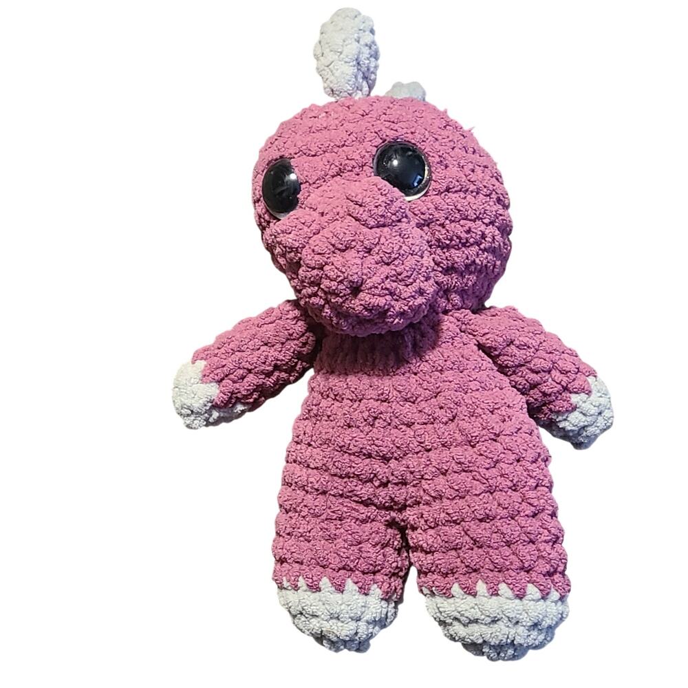 Crochet T-Rex Plushie: Chenille Yarn Dinosaur Purple